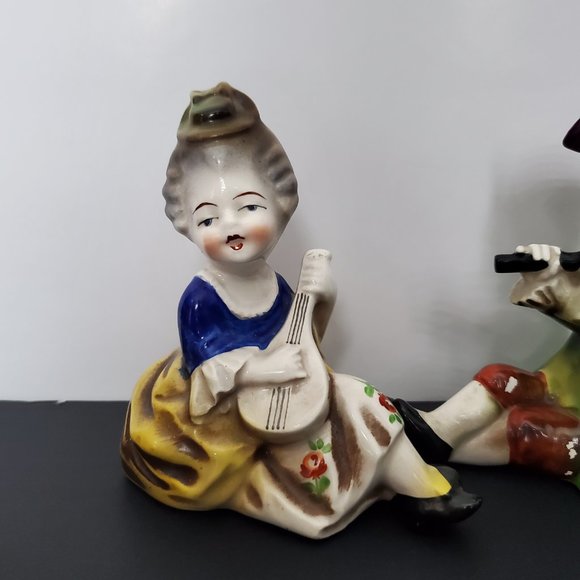 RARE * Vintage Authentic Hummel Bookends Colonial Boy & Girl Musician Figurines - Picture 2 of 9